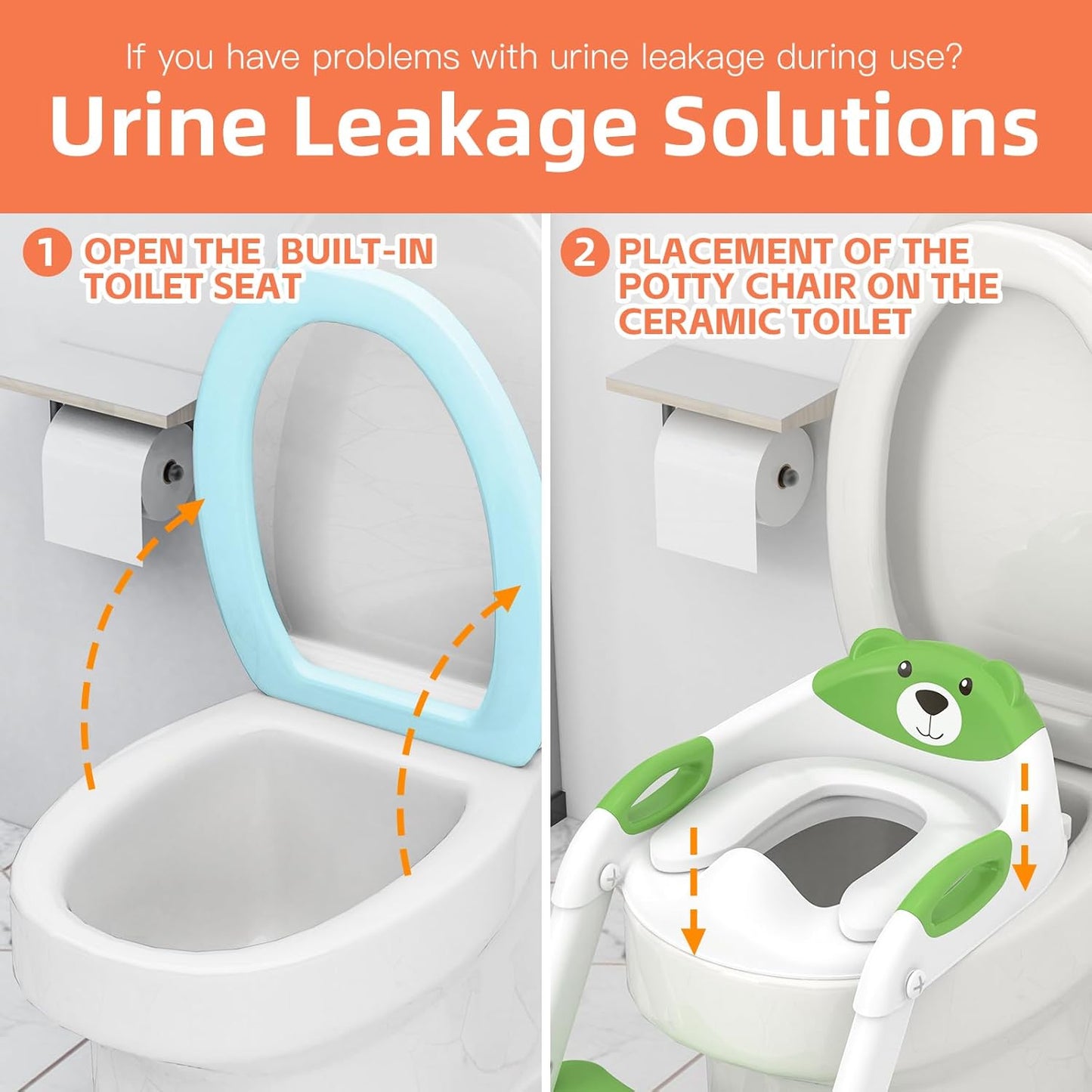 Potty Training Seat, SKYROKU Upgrade Toddler Toilet Seat for Kids Boys Girls, 2 in 1 Potty Training Toilet, Splash Guard Anti-Slip Pad Step Stool,New Sector-Shape Stabilized Base (8899+Grey)
