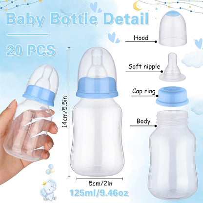 TrelaCo Bottle Chug Baby Shower Game 20 Pcs Baby Bottles Shower Favor with 1 Greenery Theme Sign for Gender Reveal Party Supplies Gifts(Green)