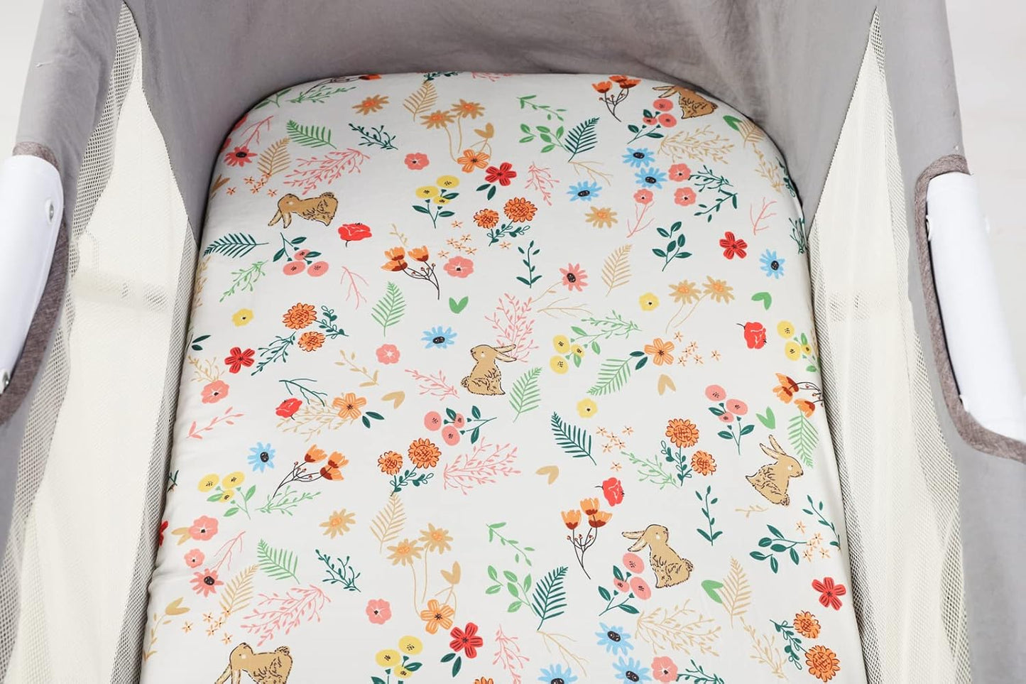 Onacosht Stretchy Bassinet Sheets 33" x 19" Compatible with Mika Micky, KoolaBaby (3 in 1), BabyBond, HARPPA and RICUTON Bedside Bassinet, 3 Pack for Baby Boy and Girl, Pink Floral