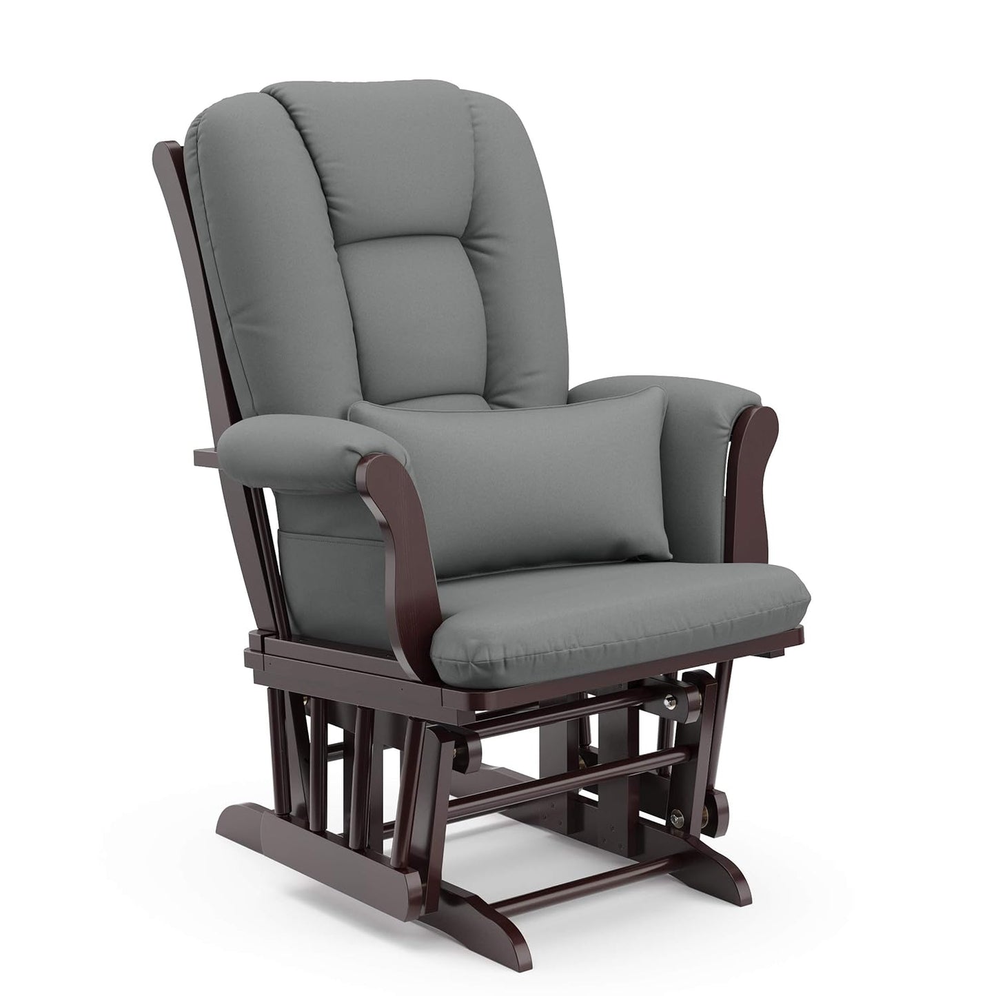 Storkcraft Tuscany Glider with Ottoman (Black/Gray) — GREENGUARD Gold Certified, Bonus Lumbar Cushion Included, Solid Wood Base, Smooth Motion, Award-Winning Nursery Rocking Chair, Glider and Ottoman