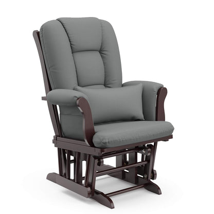 Storkcraft Tuscany Glider with Ottoman (Black/Gray) — GREENGUARD Gold Certified, Bonus Lumbar Cushion Included, Solid Wood Base, Smooth Motion, Award-Winning Nursery Rocking Chair, Glider and Ottoman