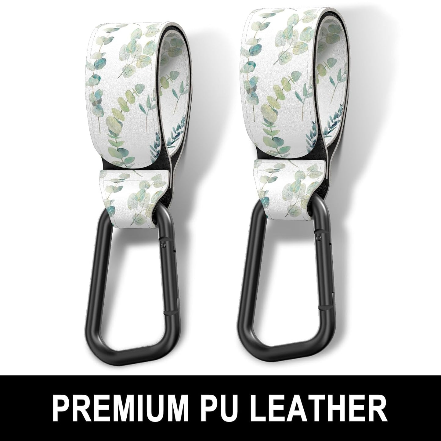 Baby Stroller Hooks for Hanging Bags, Universal Stroller Clips Accessories, Mommy Hook for Diaper Bag, Shopping Cart, Purse, Backpack - 2 Pack, Abstract Leaf