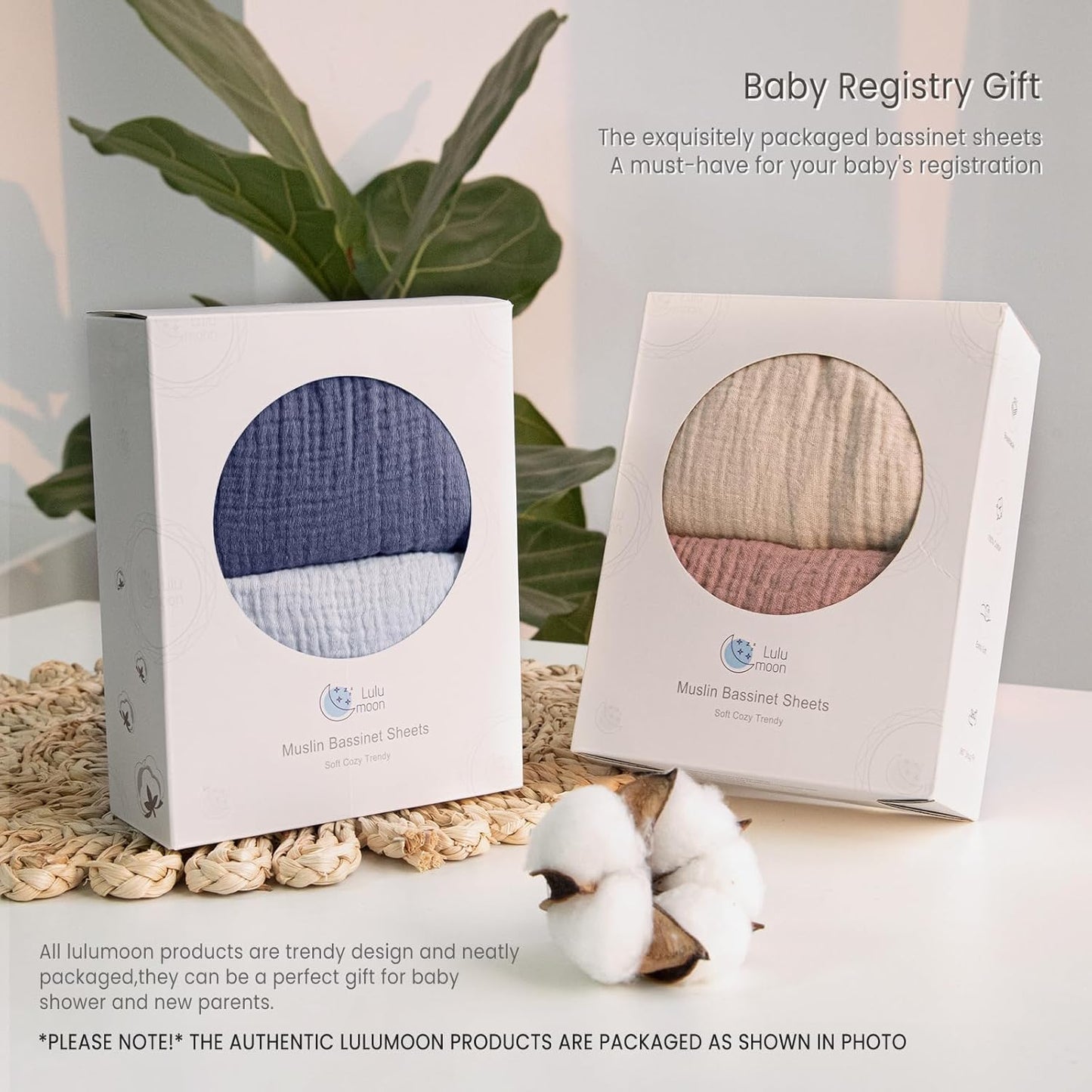 lulumoon Muslin Bassinet Sheets for Baby: Soft Bedside Sleeper Bassinet Fitted Sheets for Boys and Girls