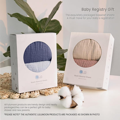 lulumoon Muslin Bassinet Sheets for Baby: Soft Bedside Sleeper Bassinet Fitted Sheets for Boys and Girls
