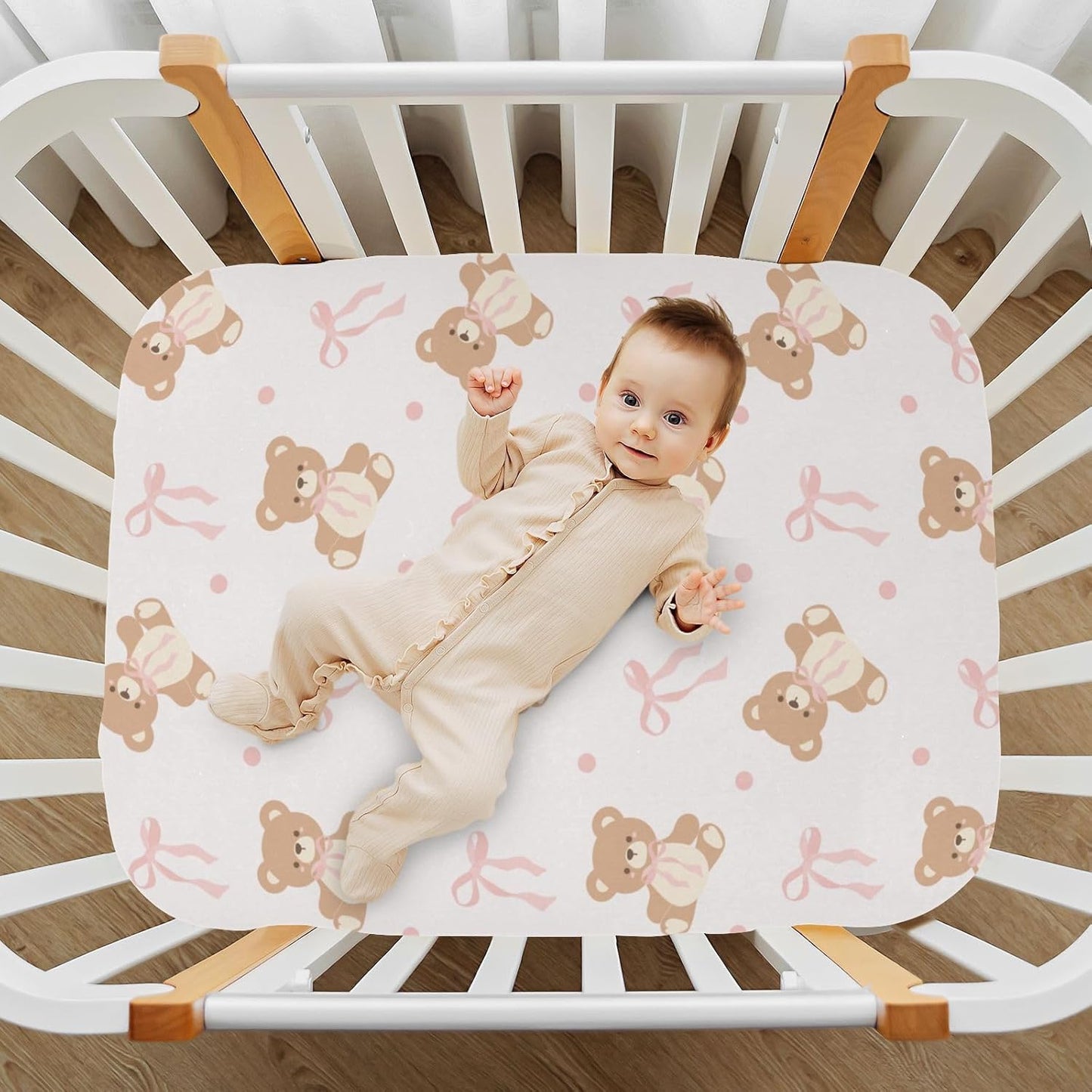 Fitted Crib Sheets Cactus and Floral Stretchy Portable Playard Sheets for Baby Toddler, Breathable Soft Mini Crib Mattress 52 x 28 in for Boys and Girls