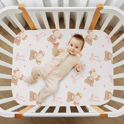 Fitted Crib Sheets Cactus and Floral Stretchy Portable Playard Sheets for Baby Toddler, Breathable Soft Mini Crib Mattress 52 x 28 in for Boys and Girls