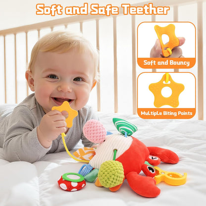 Car Seat Toys for Babies 0-6 Months, Baby Hanging Toys for Car Seat, Stroller, Crib, Gym with Pulling Cords, Rattle, Mirror, Stroller Toys for Baby Infant Newborn Toddler Boy Girl Easter Gifts