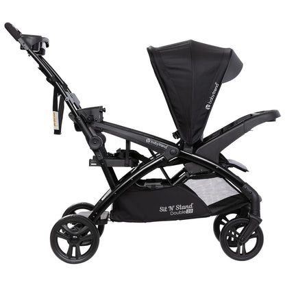 Baby Trend Infant and Toddler Double Stroller & Car Seat Combo, 2 Pc Set, Stormy - Lightweight and Compact Travel Stroller and Carseat Tandem for Babies, Infants, and Toddlers