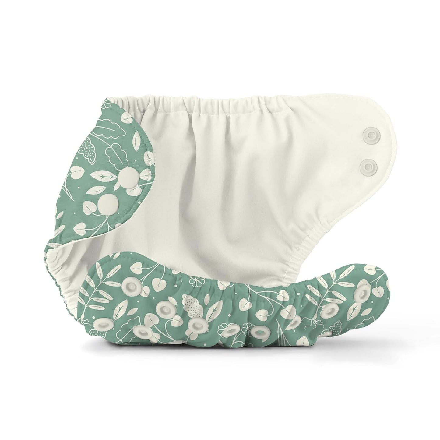 Esembly Cloth Diaper Cover - Reusable Swim Diaper, Waterproof, Breathable - Adjustable Outer Layer Over Absorbent Inner for Blowout Protection - Sea Glass, Size 2 (18-35lbs)