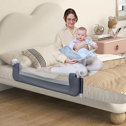 BABY JOY Bed Rails for Toddlers, Extra Long, Swing Down Safety Bed Guard for Convertible Crib, Folding Baby Bedrail for Kids Twin, Double, Full Size Queen & King Mattress (47-Inch, Dark Gray)