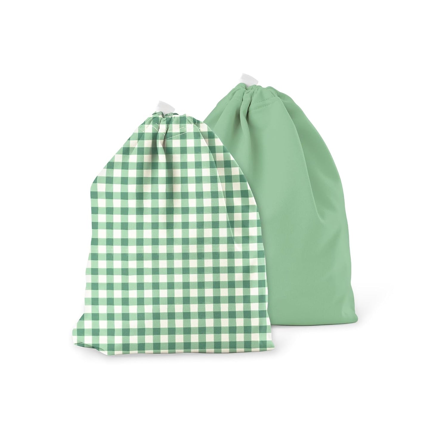 Esembly Day Bag – Reusable Wet and Dry Bag Made From Recycled Fabric With Dual Waterproof Compartments for Cloth Diapers, Swimsuits, Toiletries, and Snacks - Verdant Gingham