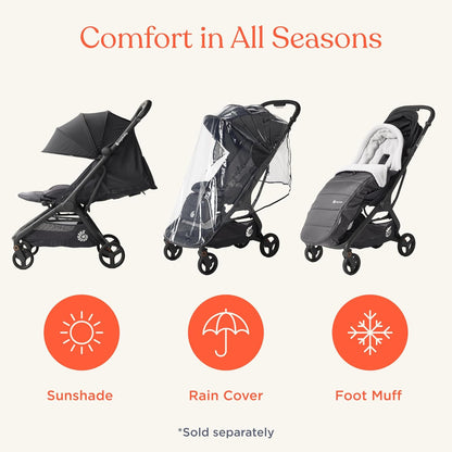 Ergobaby Metro 3 Baby Stroller for Newborns, Infants, and Toddlers - Travel Stroller with One-Hand Fold, Near-Flat Recline, Adjustable Handlebar - Onyx Black