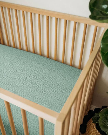 Muslin Bedside Bassinet Sheets 2 Pack, 33x20 Fitted Ultra Soft & Breathable Bedside Sleeper Sheets, Ideal for Baby Girl and Boy, Perfect for Newborns (Hopping Bunnies & Beige)