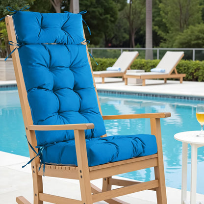 Millsilo Rocking Chair Cushions 3-Piece Set with Neck Pillow, Indoor Rocker Comfortable Tufted Non-Slip Pads with Ties, High-Density Foam Cushion for Adirondack Glider Chair, Orange, 52 x 19 x 4 Inch