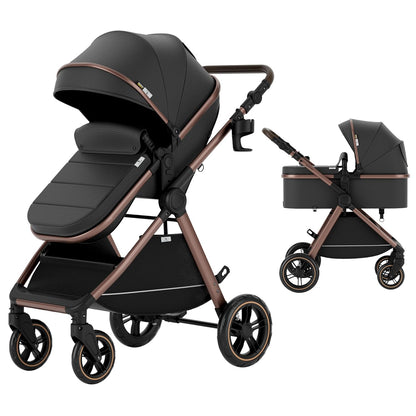 Accombe 2 in 1 Baby Stroller, Convertible Bassinet Pushchair for Infants and Newborns 0-36 Months
