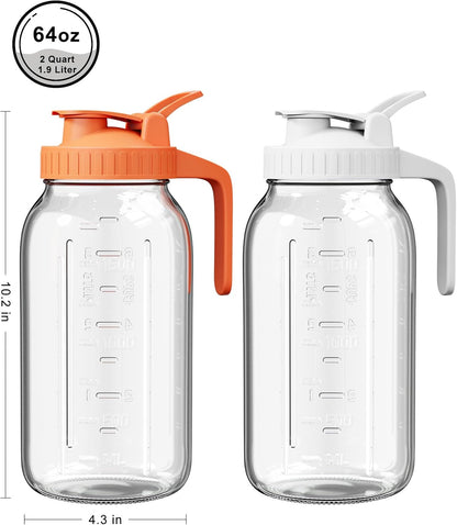 32oz Breast Milk Pitcher with Lid - Airtight Leakproof Glass Storage with Flip Cap & Pour Spout, Wide Mouth 1 Quart Breastmilk Storage Container Breastfeeding Essentials for Breastmilk, Formula, Milk