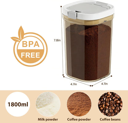Airtight Coffee Canister-27oz Sugar and Dry Food Container BPA Free with Spoon and Layered Storage for Grounds Coffee, Beans, Tea, Sugar, Flour, Cereal,Formula