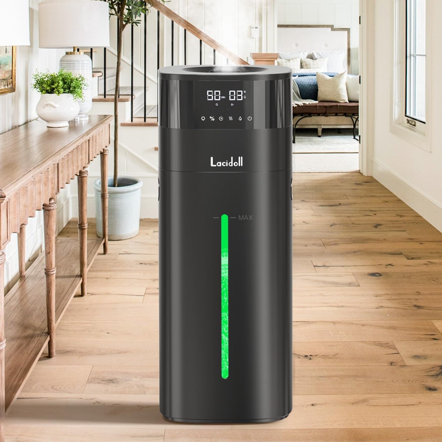 Lacidoll Cool and Warm Mist Humidifier Large Room, 5.3Gal/20L Humidifiers for Home 2000 sq ft, Whole House Humidifiers with Diffuser Extended Tube, Air Humidifier for Bedroom Nursery Baby Plants Black