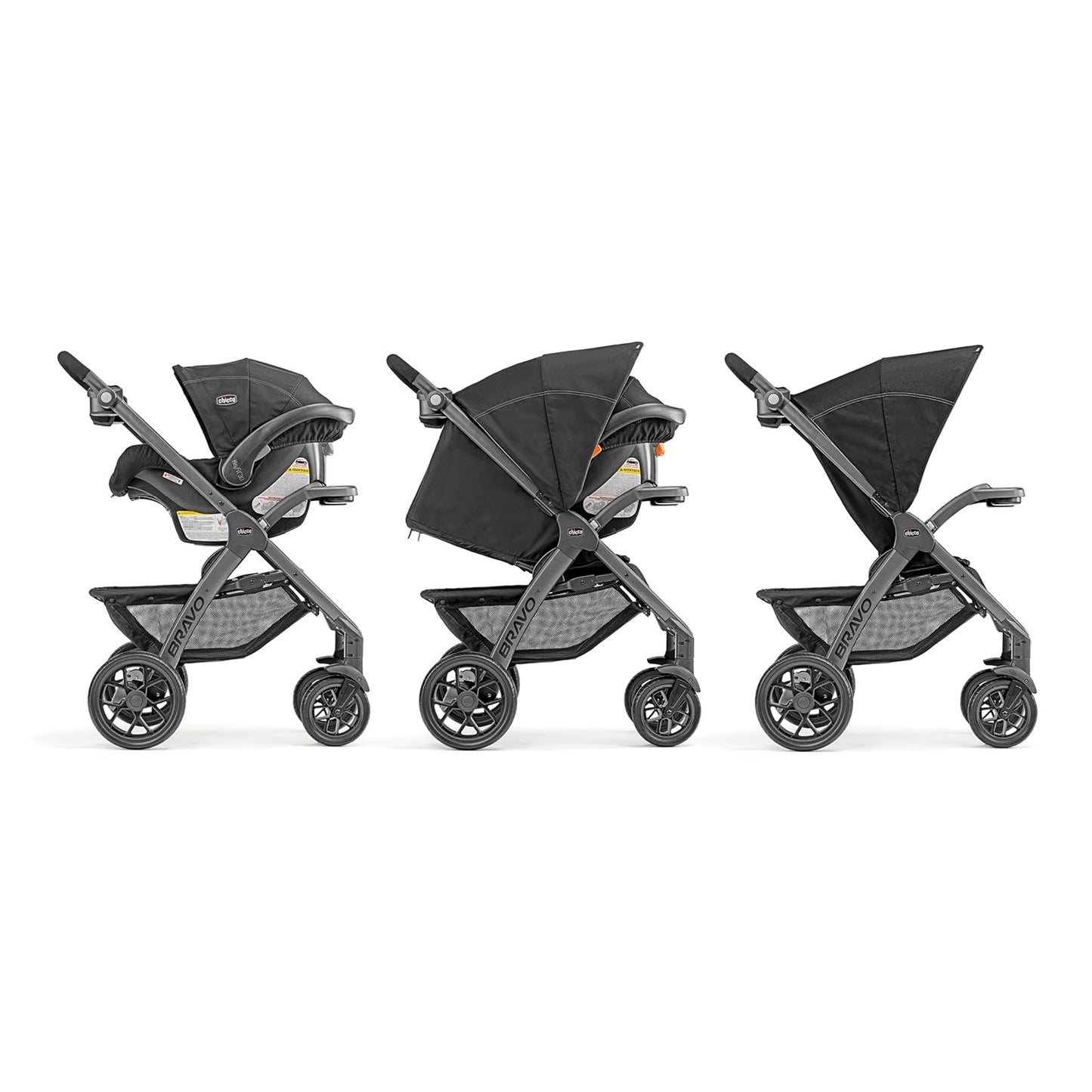 Chicco Bravo LE ClearTex Full-Size Stroller for Babies and Toddlers, UPF-Rated Canopy, GREENGUARD Gold Certified, Lightweight, One-Hand Compact Fold, Pewter/Grey