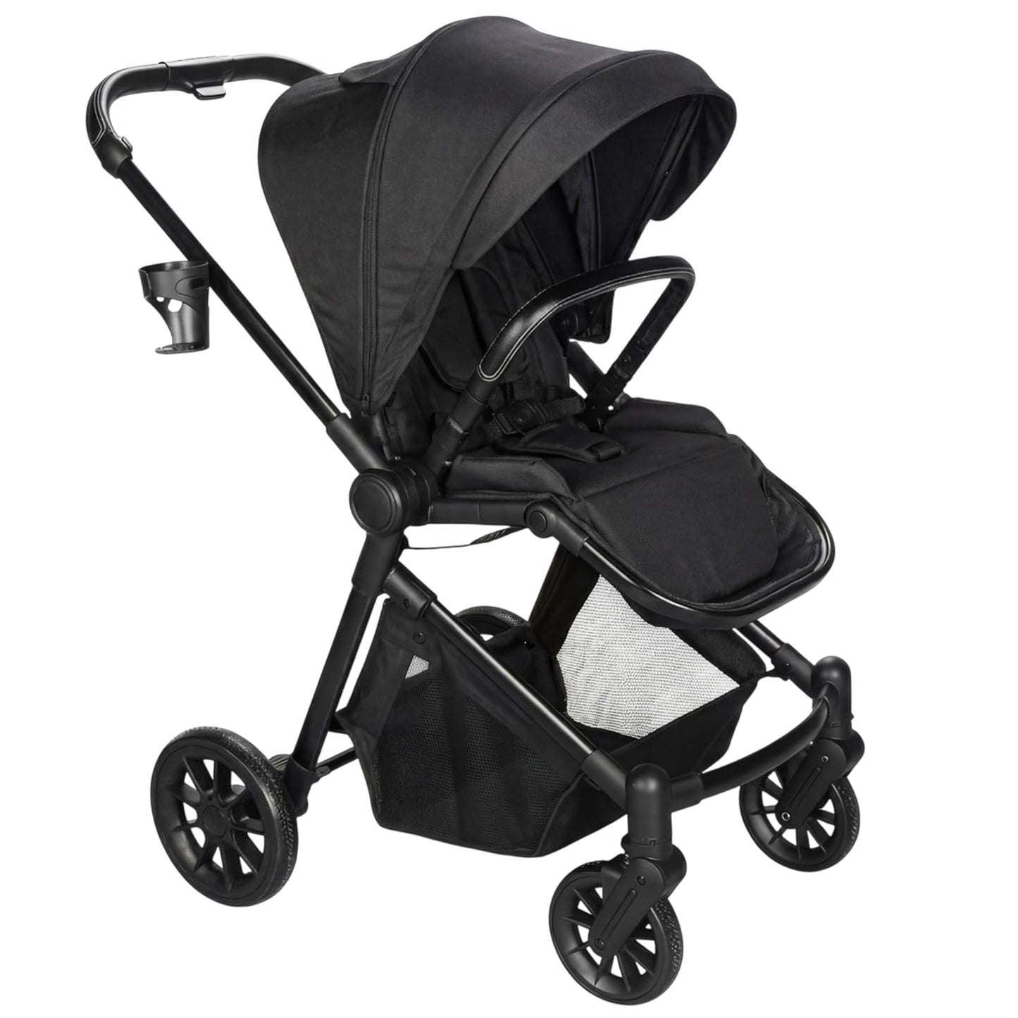 Lightweight High-View Baby Stroller, One-Hand Fold & Compact Storage, Convertible Seat, 5-Point Safety Harness, Foldable Infant Stroller, Grey