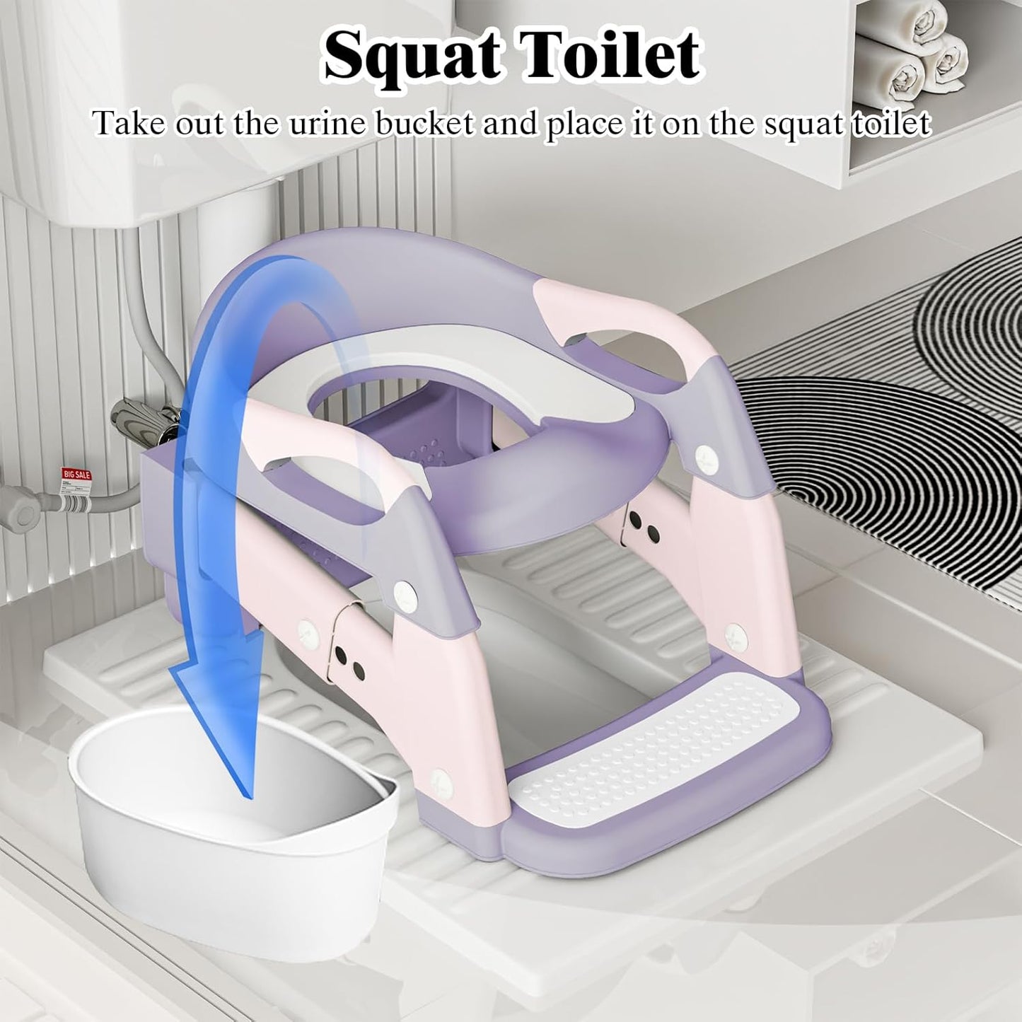 XIGGA 3 in 1 Potty Toilet Training Seat with 2-level Adjustable Steps, Equipped with Waterproof Cushion and Non Slip Step Stool, Dedicated Toilet Seat for Boys Girls - Green