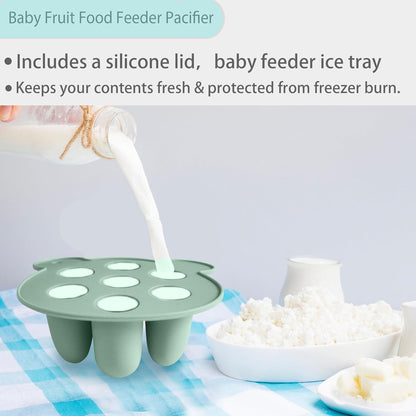 BigSpinach Silicone Baby Food Freezer Tray with Teething Popsicle Molds - Baby Fruit Feeder and Breastmilk Teether Combo