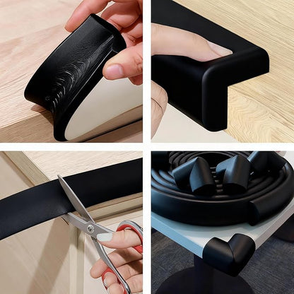 Edge Corner Protector Baby Proofing, Furniture Safety Bumper Guard, Heavy-Duty Soft NBR Rubber Foam, Safety Corner Covers Pre-Taped Rubber Foam (Large 16.7ft Edge 8 Corners)