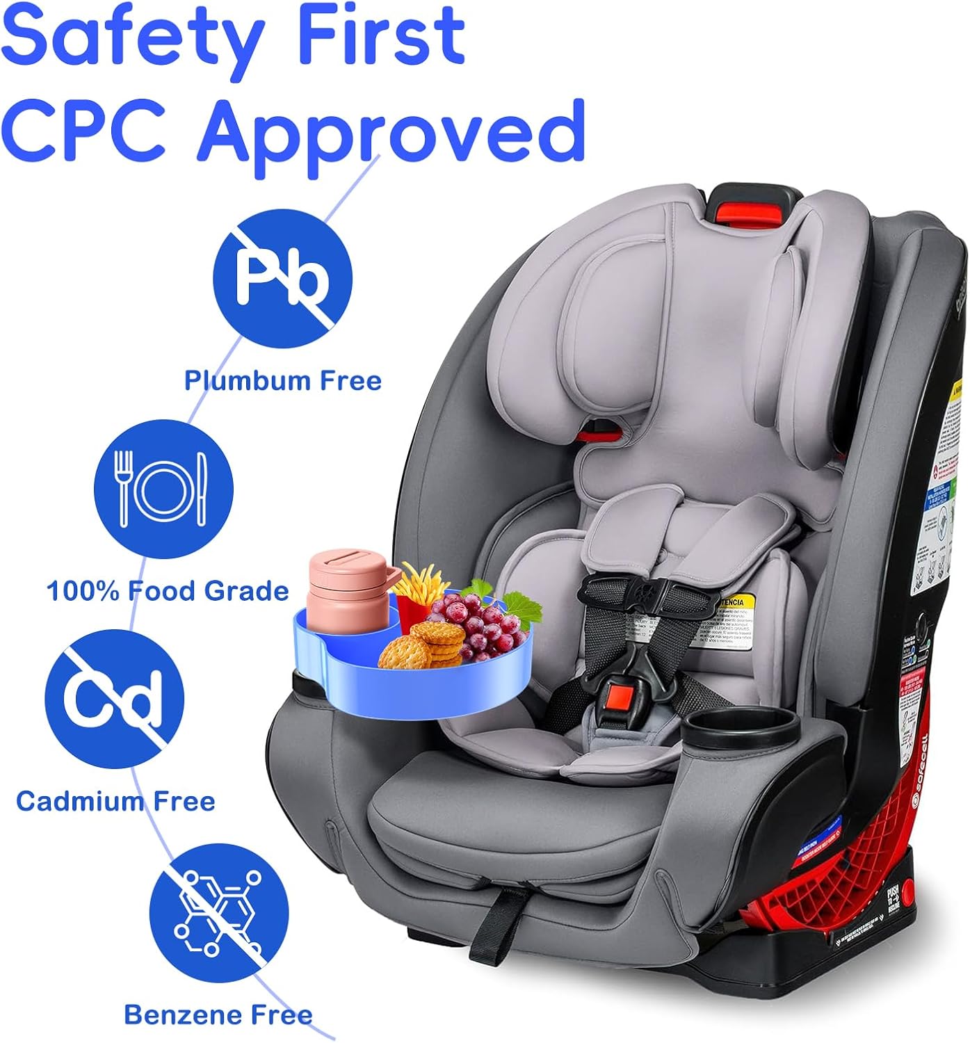 [2 Packs] Kids Car Seat Tray, Travel Tray with Cup Holder for Toddler Baby, Kids Car Seat Food Snack Organizer for Road Trip, Stroller snack tray travel must haves - Black