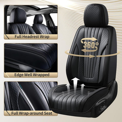FLORICH Car Seat Covers, Brown Leather Seat Covers for Cars, Faux Nappa Leather Automotive Seat Protectors, Car Seat Cushions Universal Fit for Most Sedans SUVs Trucks - Brown