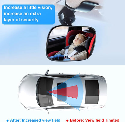 Car Mirror for Baby, Dannisly Back Seat Baby Mirror, Toddler Adjustable Facing Rear View Convex - Accessories, Clip on Windshield or Sun Visor