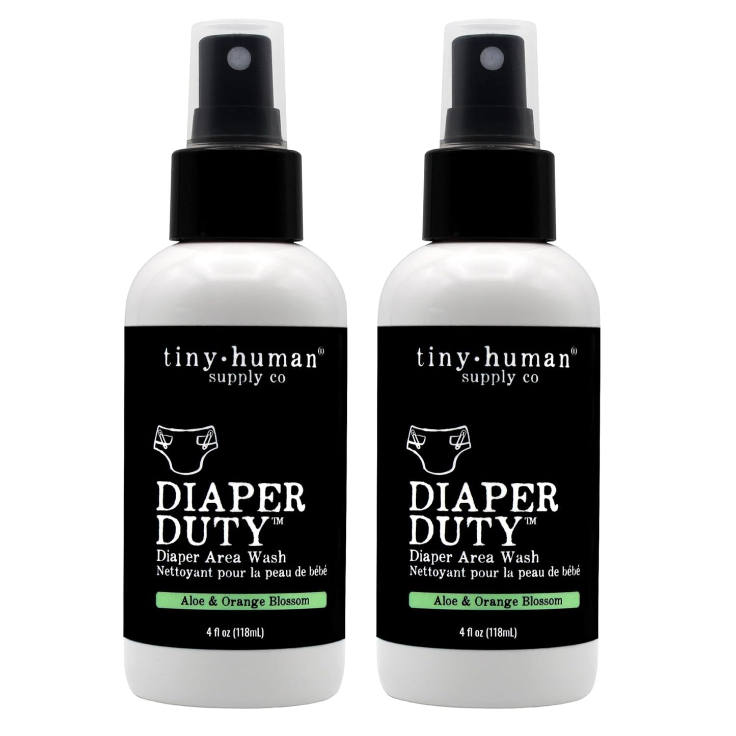 Diaper Duty Diaper Area Wash 4oz (2 Pack), Orange Blossom & Aloe, Gentle Cleansing Spray for Cloth Diapers, Calming & Soothing