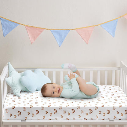 PHF 3 Pack Soft Mini Crib Sheets, Floral & Animal Pack N Play Sheets for Baby Boys Girls, No Slip Universal Fit for Pack N Play, Playard, Portable and Mini Crib Mattresses,Floral & Animal