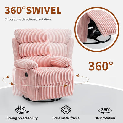 Adult 360° Rocking Recliner Chair，Nursery Rocker Reclining Chair with Side Pocket, a Comfy upholstered Single Sofa Armchair. Suitable for Living Room, Bedroom Nursing use, Velvet Fabric in Beige