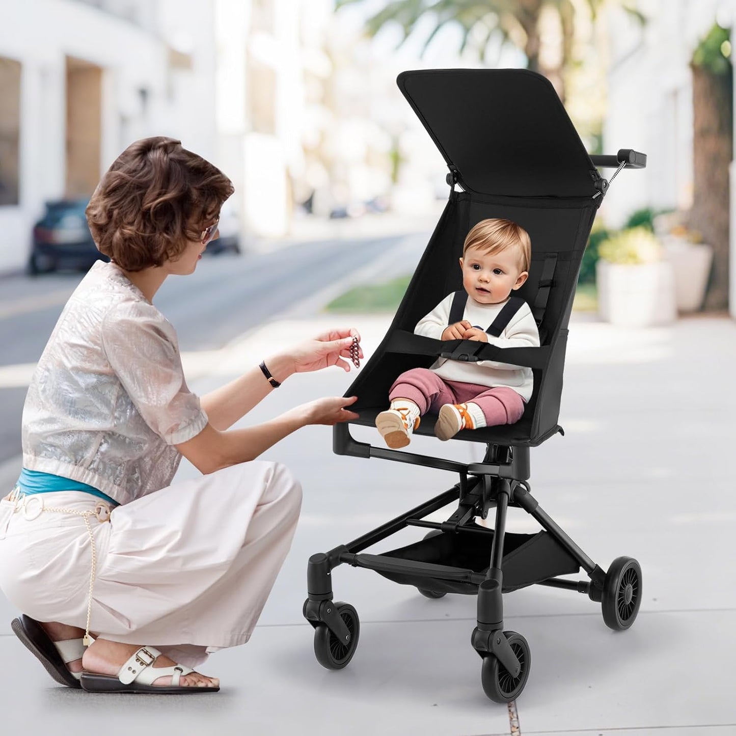 HONEY JOY Lightweight Baby Stroller, Travel for Airplane, Compact Easy One-Hand Fold with Canopy, All-Terrain Wheels, Storage Basket for Infant & Toddler