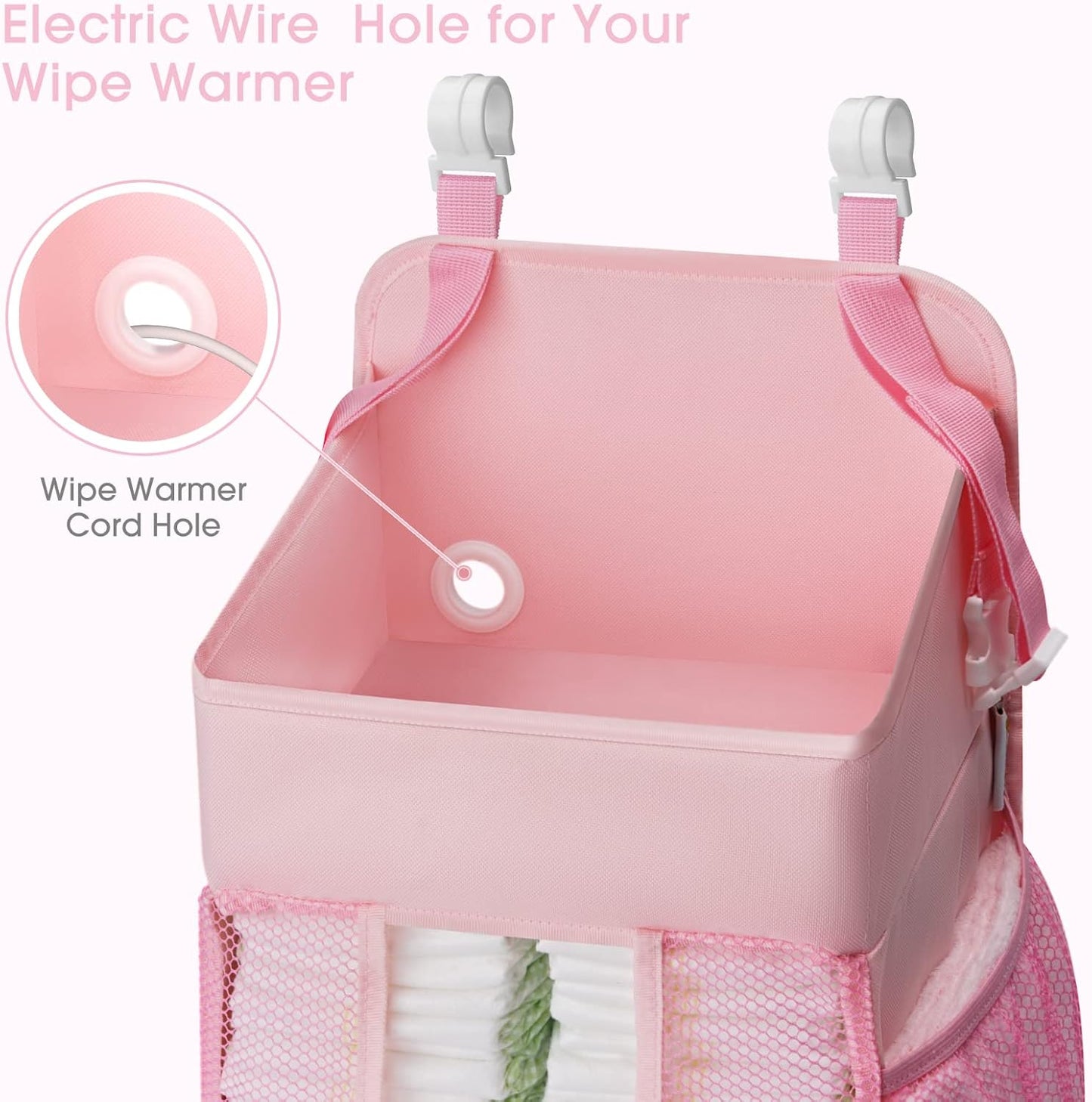Maliton Changing Table Diaper Organizer - Baby Hanging Diaper Stacker Nursery Caddy Organizer for Cribs Playard Baby Essentials Storage (Gray)