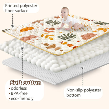 Baby Play Mat, 50x50 Playpen Mat with Super Soft Touch, Activity Mats with Upgraded Anti-Slip Bottom, Machine Washable Crawling Mats for Floor & Picnic (Animal Alphabets)
