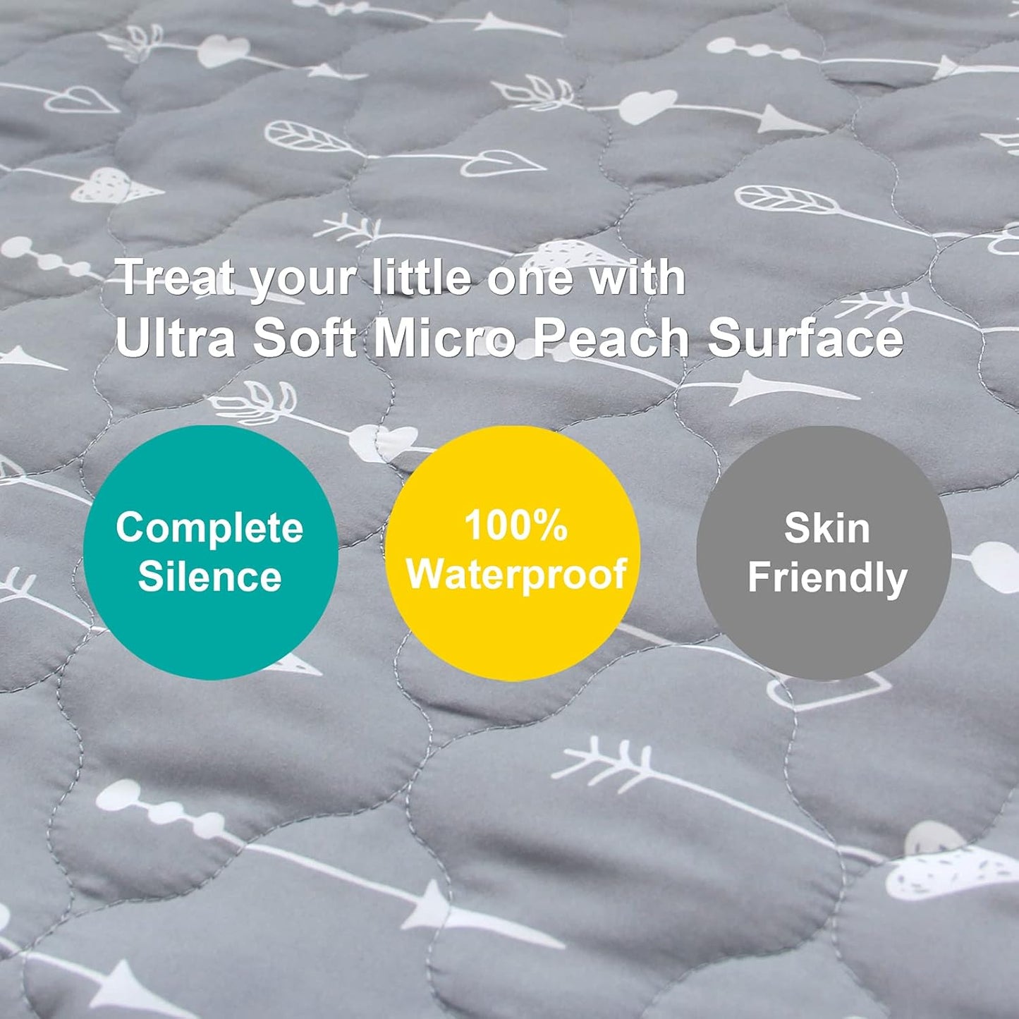 Pack and Play Sheets Mattress Pad Protector Fitted Waterproof Playard Mattress Cover, Compatible with Graco Pack n Play & Dream On Me & Pamo Babe, Playpen/Playard Sheet Quilted, Gray, 39" x 27"