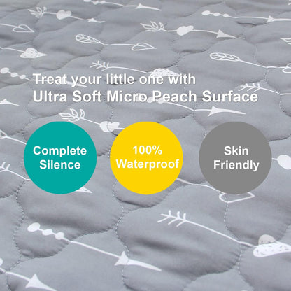 Pack and Play Sheets Mattress Pad Protector Fitted Waterproof Playard Mattress Cover, Compatible with Graco Pack n Play & Dream On Me & Pamo Babe, Playpen/Playard Sheet Quilted, Gray, 39" x 27"