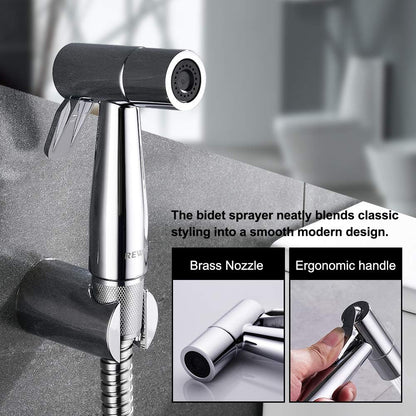 ABS Handheld Bidet Sprayer for Toilet,REWEE Chrome Plate Plastic Bidet Attachment for Toilet,Cloth Diaper Bidet Toilet Sprayer,Toilet Bidet Set Cleaning Hygiene shutoff
