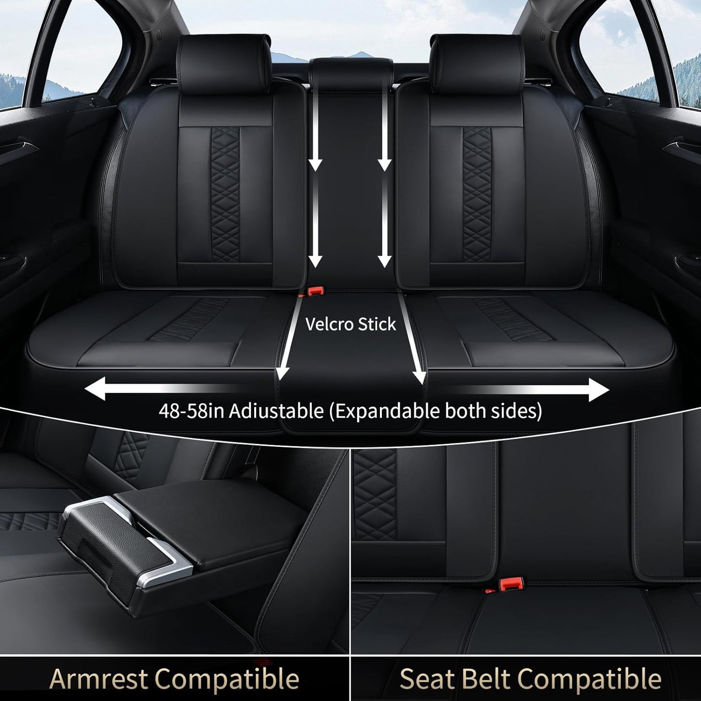 FLORICH Car Seat Covers Full Set, Automotive Seat Covers, Black Car Seat Cover, Waterproof Seat Protectors Universal fit for Car Truck Van SUV - Black