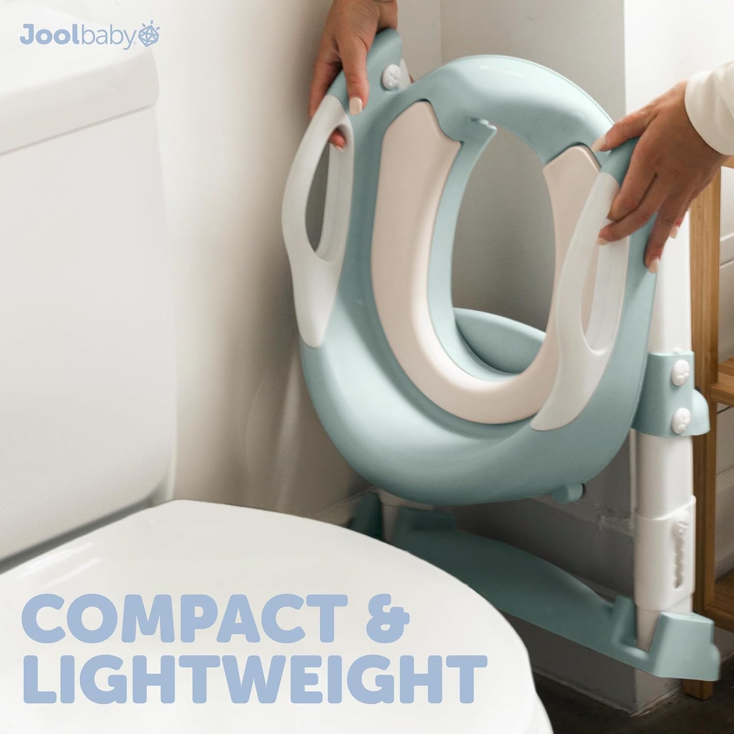 Jool Baby Potty Training Seat with 2 Step Ladder for Toddlers - Splash Guard, Adjustable Height (Gray)