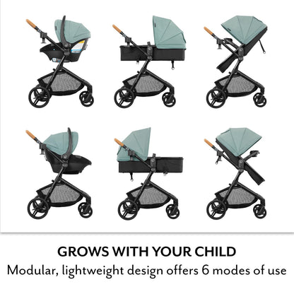 Evenflo Pivot NXT Travel System w/ Revolve180 LiteMax NXT Infant Car Seat (Pacific Green)