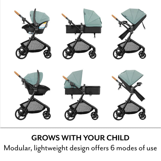 Evenflo Pivot NXT Travel System w/ Revolve180 LiteMax NXT Infant Car Seat (Pacific Green)