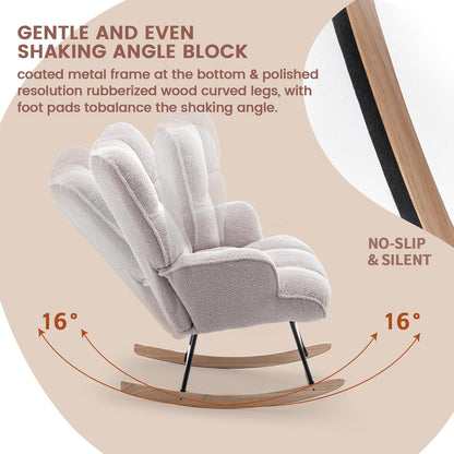 SAETSFEG Nursery Rocking Chair Teddy, Upholstered Glider Rocker with High Backrest, Comfortable Stylish Accent Armchair with Padded Seat for Living Rooms, Bedrooms, Offices, Colorful