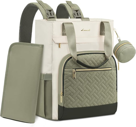 LOVEVOOK Diaper Bag Backpack, Large Capacity Portable Baby Bag with Foldable Diaper Changing Pad, Waterproof Baby Diaper Bags for Mon Dad, Olive Green