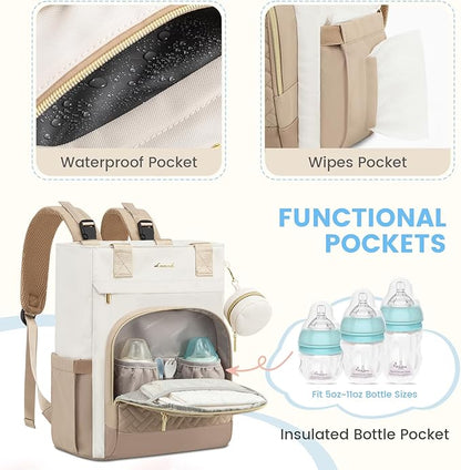 LOVEVOOK Diaper Bag Backpack, Large Capacity Portable Baby Bag with Foldable Diaper Changing Pad, Waterproof Baby Diaper Bags for Mon Dad, Olive Green