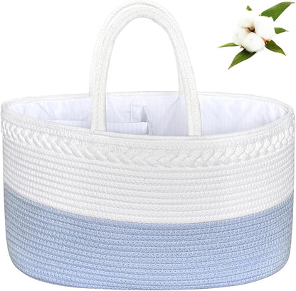 ABenkle Diaper Caddy Organizer - Cotton Rope Nursery Storage Basket for Baby Essentials, Boys & Girls Shower Gift, Changing Table Organizer, Pink