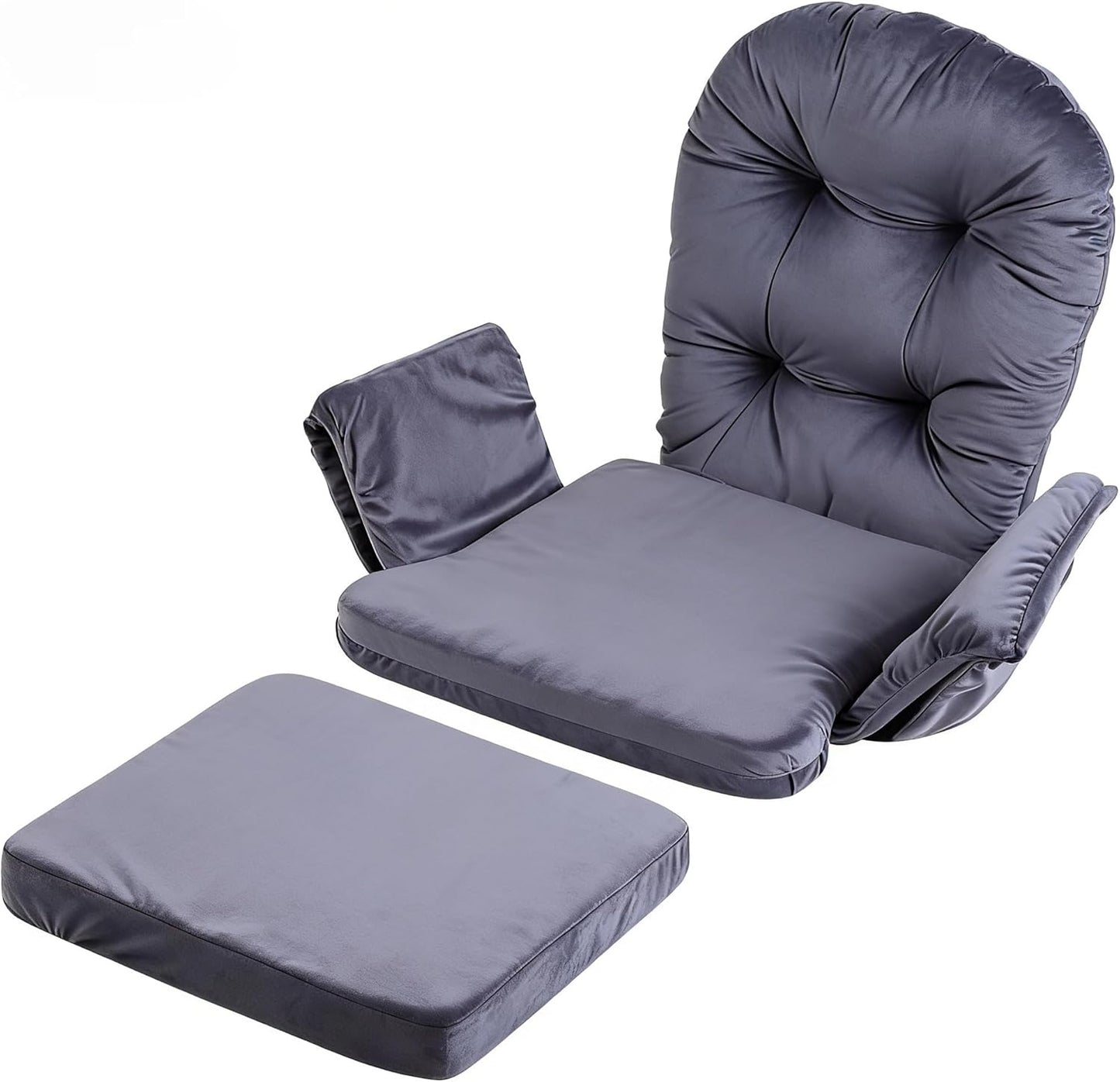 Zerone Soft Velvet Cotton Chair Cushions and Stool Pad Set, Glider Rocker Replacement Cushions with Storage Pockets