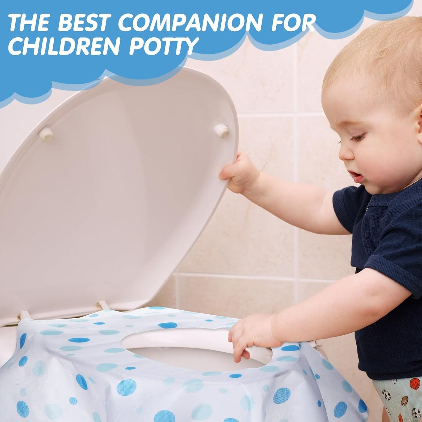 50 Packs Disposable Toilet Seat Covers Extra Large Individually Wrapped for Kids and Adults, Portable Non Slip Waterproof Potty Seat Covers for Toddlers Potty Training, Travel (Rainbow)