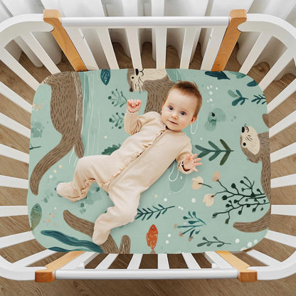 Baby Crib Sheet Cute Goose Flowers Crib Mattress for Boys and Girls Playard Sheet Soft Breathable Fitted Baby Mattress Cover 52x28in